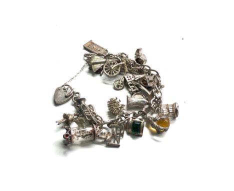 Vintage silver charm bracelet weight 62g 