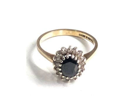 9ct gold sapphire &amp; diamond ring weight 2.3g 