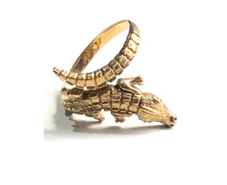 9ct gold vintage alligator ring (3.5g) 