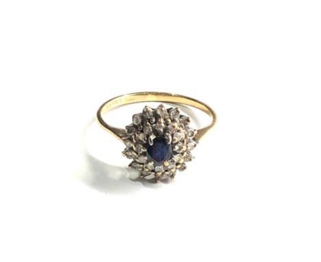 9ct gold vintage sapphire &amp; diamond dress ring (1.7g) 