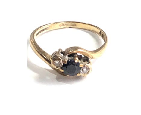 9ct gold sapphire &amp; diamond ring weight  1.7g 