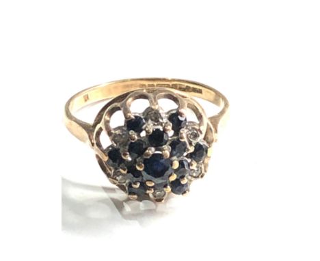 9ct gold diamond &amp; sapphire ring weight 2.8g 