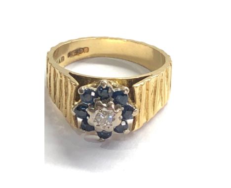 18ct gold vintage diamond &amp; sapphire cluster ring (5.6g) 