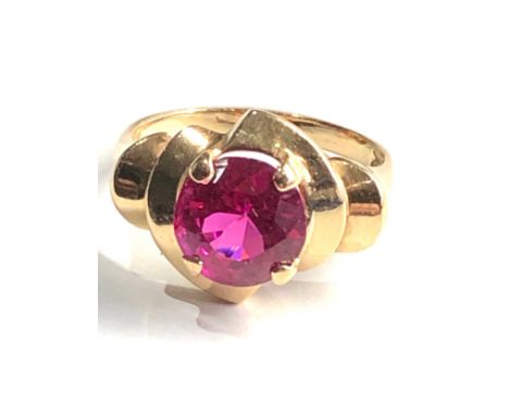 14ct gold vintage synthetic ruby  dress ring (3.5g) 