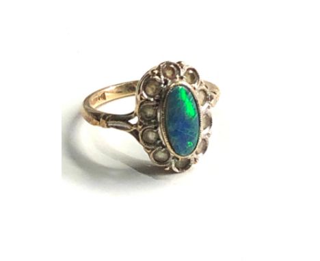 9ct gold vintage opal &amp; stone set dress ring 2.7g 