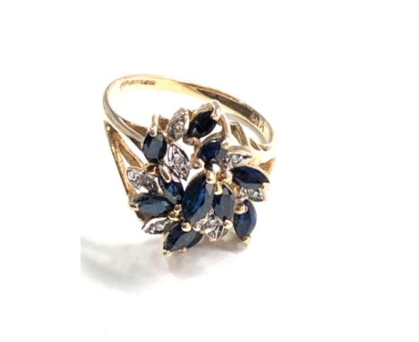 9ct gold sapphire &amp; diamond ring weight 3.1g 