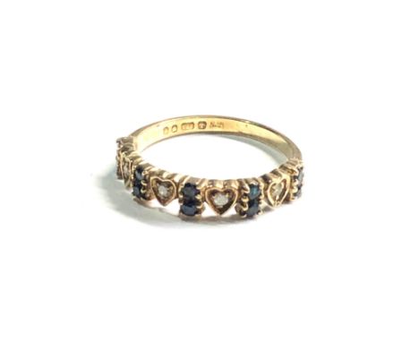 9ct gold sapphire &amp; diamond ring weight 1.6g 