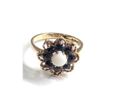 9ct gold opal &amp; sapphire ring 2.5g 