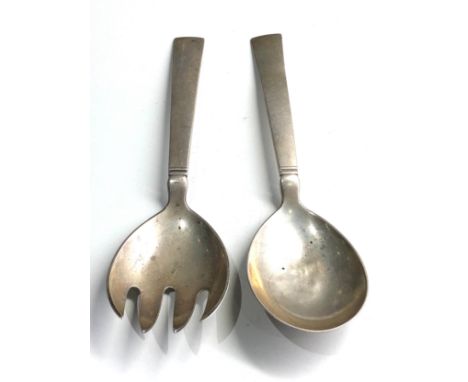 Vintage 1940s Georg Jensen silver salad serving spoons 100g 