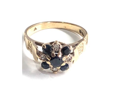 9ct gold sapphire &amp; diamond ring weight 3.1g 