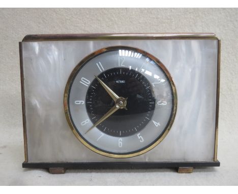 ART DECO STYLE METAMEC MANTEL CLOCK, WITH MOTHER OF PEARL DECORATION 