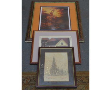 TWO PENCIL SIGNED PRINTS INCLUDING FRANK GREEN AND LIMITED EDITION PRINT