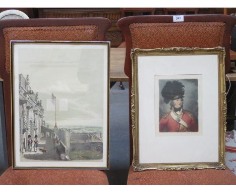 POLYCHROME ENGRAVING BY T HAMILTON CRAWFORD DEPICTING A MILITARY GENT AND OTHER POLYCHROME PRINT - JAME V PALACE 