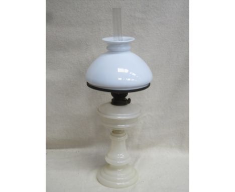 VICTORIAN GLASS OIL LAMP WITH SHADE