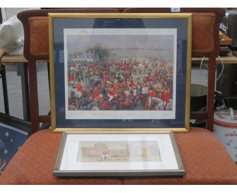 TWO FRAMED POLYCHROME HUNTING PRINTS