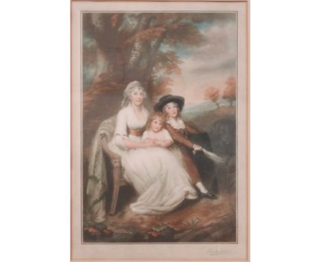 VICTORIAN FRAMED POLYCHROME PRINT PENCIL SIGNED AND WITH KFE BLIND STAMP 53cm X 36cm