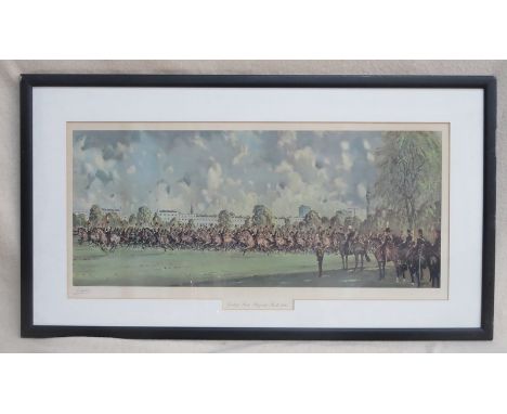 JOAN WANKLYN, PENCIL SINGED POLYCHROME MILITARY PRINT- GALLIPOLI- PAST, REGENT PAST 1964, APPROXIMATELY 30cm x 65cm 