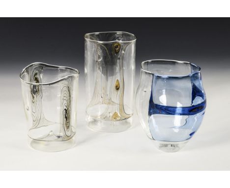 3 Künstlerglasvasen. Lauscha. Ab 1973 - Anfang 21. Jh. Signiert "HK".                     KOCH,             Hubert (1932 Laus