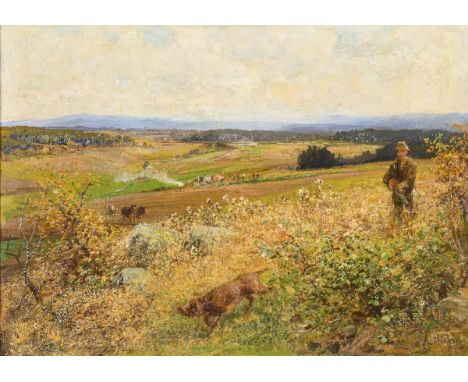                     MÜHLIG,             Albert Ernst(1862 Dresden - 1909 ebd.)    "Im October"Öl/Malkarton. Rechts unten sign