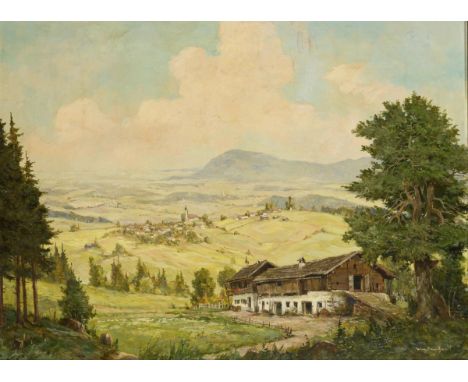                     REINHARDT,             Willy(1888 Boppard - 1970 Kottgeisering)    "Sommertag am Högl (Chiemgau)"Öl/Malka