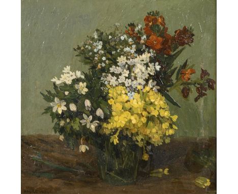                     FAURE,             Amandus(1874 Hamburg - 1931 Stuttgart)    "Blumenstück"Öl/Malkarton. Links unten signi