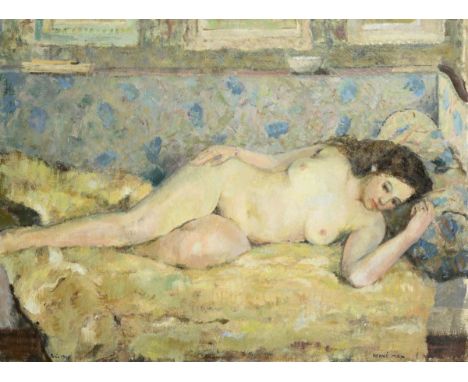                     HERVÉ,             Max(* 1926)    Liegender AktÖl/Leinwand. Rechts unten signiert, verso signiert mit Adr