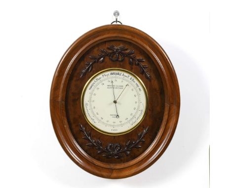 Großes Wandbarometer. Bourdin Paris. Auf dem Ziffernblatt gemarkt mit Datum 1855. 2. Hälfte 19. Jh.             Mahagoni mass