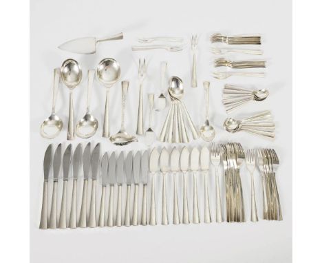 72-teiliges Silberbesteck. Willi Stoll, Leipzig. W. Stoll/900/Handarbeit gestempelt. Mitte 20. Jh.             L 12,5 - 22 cm