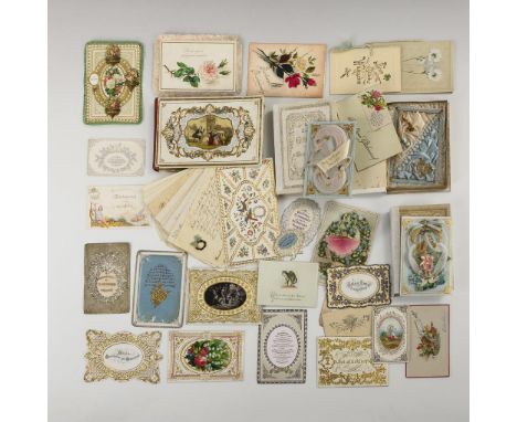 Spätbiedermeier-Stammbuch und 26 Luxuspapiere.             Stammbuch 10 x 16 x 1,5 cm.             Stammbuchschatulle in Buch