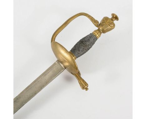 Infanterie Offiziersdegen mit Scheide.             Gesamt L 96 cm.             Gerade, einschneidige Klinge mit Resten von Gr