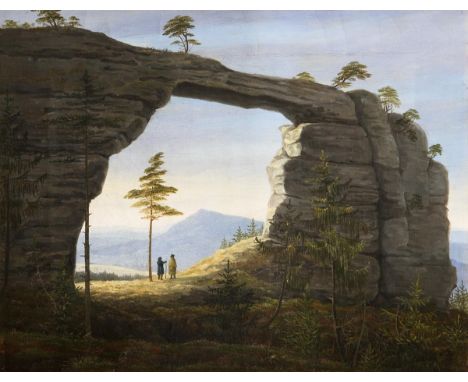                     SÄCHSISCHER ROMANTIKER ANFANG 19. JAHRHUNDERT,     PrebischtorÖl auf Leinwand. Unsigniert. 26 x 33 cm. Ge