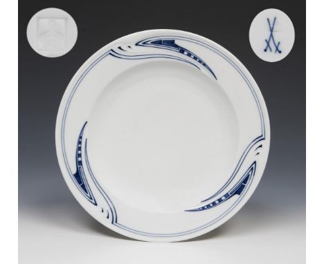 Jugendstil-Essteller. Meissen. 1903-1923. Modell von.                     VELDE,             Henry van de    ø 26,5 cm.      