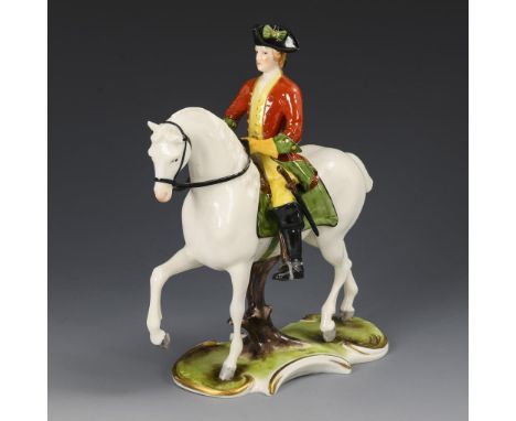 Jagdreiter mit Peitsche. Nymphenburg. Prägemarke, 20. Jh. Modell-Nr.: 278. Aus der Serie der "Nymphenburger Roten Jagd". Entw