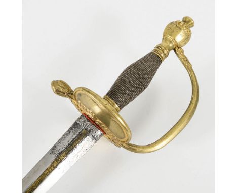 Infanterie Offiziersdegen mit älterer preußischer Klinge und Scheide. Klinge wohl 18. Jahrhundert. Preußen.             Gesam