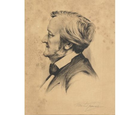                     GROWALD,             Martin (vermutlich) (geb. 1873)    Bildnis Richard WagnerLithographie. In der Platte