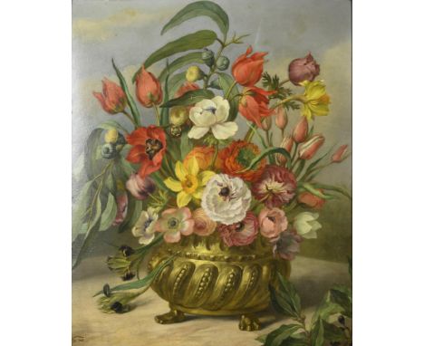             Monogrammist: BlumenstilllebenÖl/Malkarton. Links unten monogrammiert. 1903. 55 x 45 cm. Gerahmt : 66 x 56 cm (Go