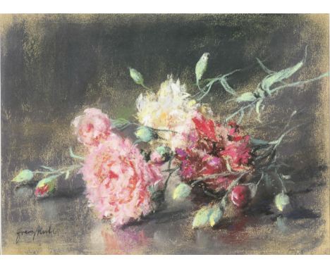                     HUTH,             Franz(1876 Pößneck - 1970 Weimar)    Blumenstilleben - NelkenzweigePastell. Links unten
