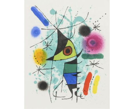                     MIRO,             Joan(1893 Barcelona - 1983 Palma)    "Der Singende"Farblithographie (1972). Passepartou