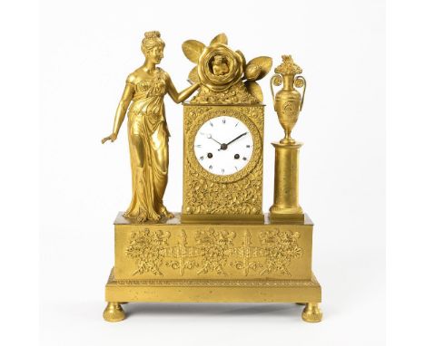             Spätempire-Pendule mit Venus und Amor. Frankreich. 1. H. 19. Jh. Ungemarktes Werk mit Halbstundenschlag auf Glock