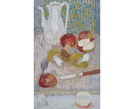                     SCHACHT,             Karen(1900 Niederlößnitz - 1987 Kassel)    Stillleben mit ÄpfelnÖl auf Papier. Monog