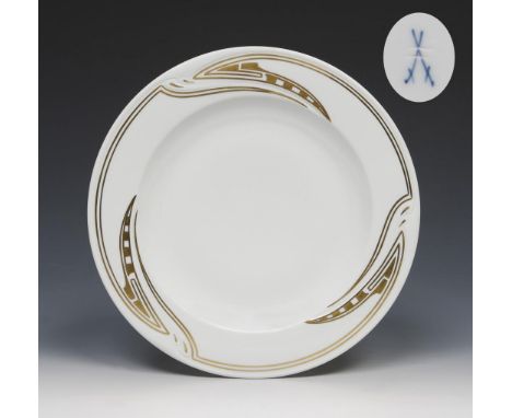 Jugendstil-Essteller. Meissen. 1903-1912. Modell von.                     VELDE,             Henry van de    ø 26,5 cm.      