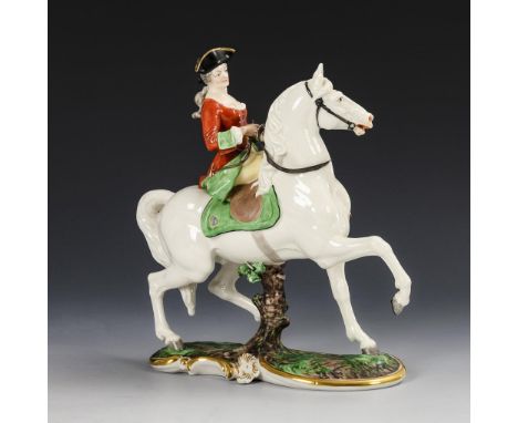 "Jagdreiterin Thurn und Taxis". Nymphenburg. Prägemarke und grüne Stempelmarke, 1912-1975. Modell-Nr.: 531. Aus der Serie der