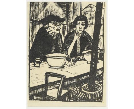                     HECKEL,             Erich (1883 Döbeln - 1970 Radolfzell am Bodensee)    "In der Muschelstube"Lithographi
