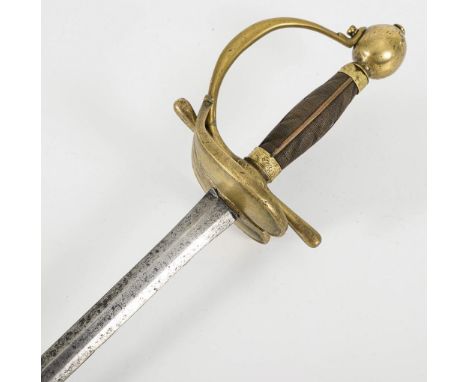 Degen mit Scheide. Wohl 19. Jahrhundert.             Gesamt L 101 cm.             Im Querschnitt sechskantige Klinge mit Korr