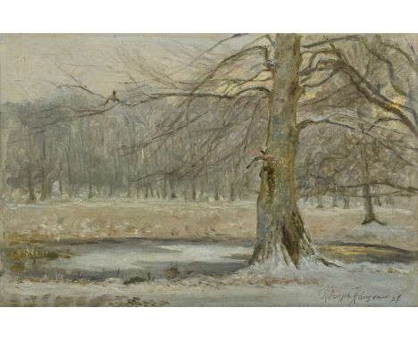                     DORPH-HANSEN,             K.    WinterlandschaftÖl/Leinwand. Rechts unten signiert. (19)22. 26 x 39 cm. G