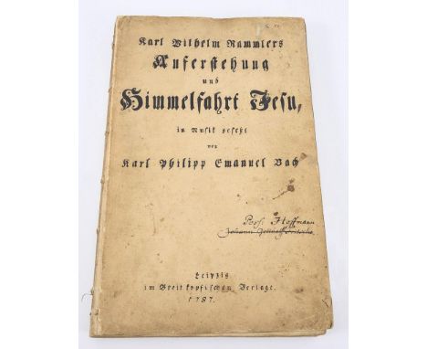                     BACH,             Karl Philipp Emanuel    Handschriftliche Partitur "Auferstehung und Himmelfahrt Jesu""K