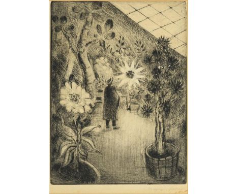                     ZELLER,             Magnus(1888 Biesenrode - 1972 Berlin)    Im GewächshausRadierung. Bleistiftsignatur u