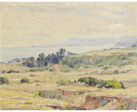                     STROZZI,             Luis(1895 - 1967)    "Panorama de Algarrobo Chile"Öl/Sperrholz. Links unten signiert