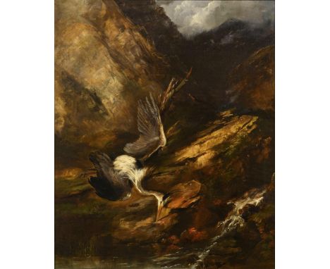                     TRAIN,             Edward(1801 - 1866)    Jagdgemälde mit KranichÖl/Leinwand. Links unten signiert. 1855.