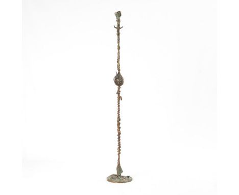                     BRUNI,             Bruno(*1935 Gradara)    Hoher TafelleuchterBronze hellbraun und grünlich changierend p